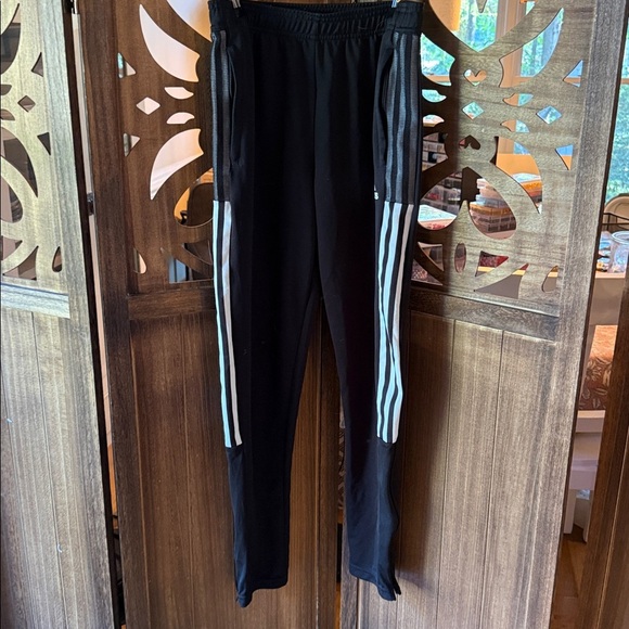 Adidas Black Track Pants with Cream Logo - Picture 1 of 12